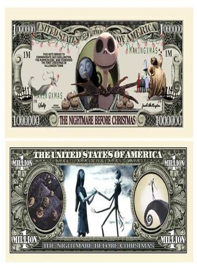 American Art Classics ورقة نقدية من فئة مليون دولار من فيلم "كابوس قبل عيد الميلاد" - عبوة من 50 ورقة نقدية - إصدار محدود قابل للتحصيل - جاك سكيلينغتون - ملك اليقطين - Image 1